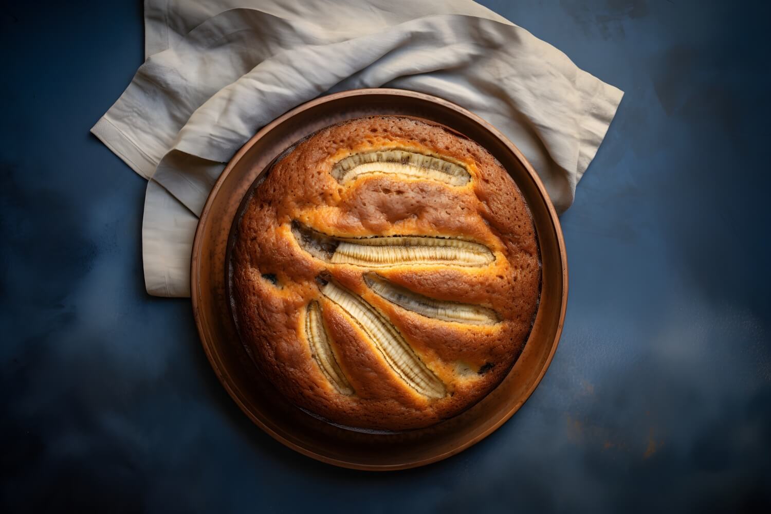 Soft banana cake in air fryer, golden brown and perfectly baked.