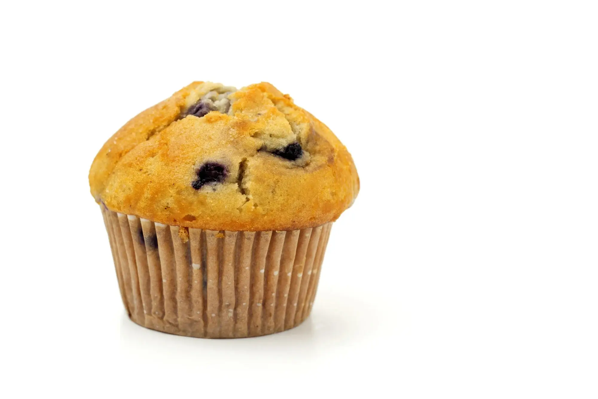 Fluffy blueberry muffins in air fryer, golden brown and packed with fresh blueberries.