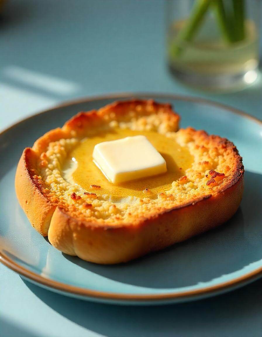Freshly baked bread in air fryer with a golden crust.