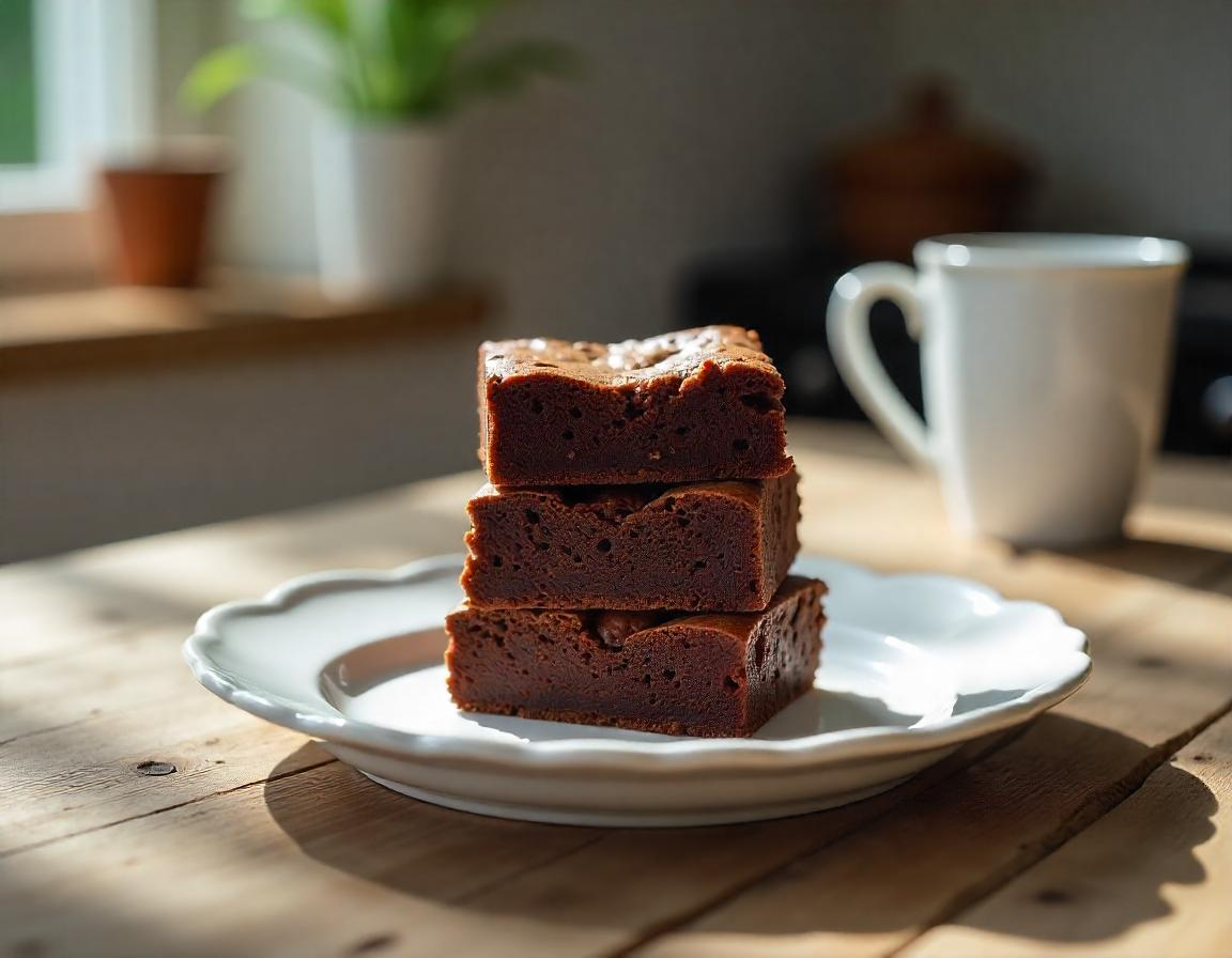 Fudgy brownies baked in the air fryer, with a slightly crispy edge and gooey center.