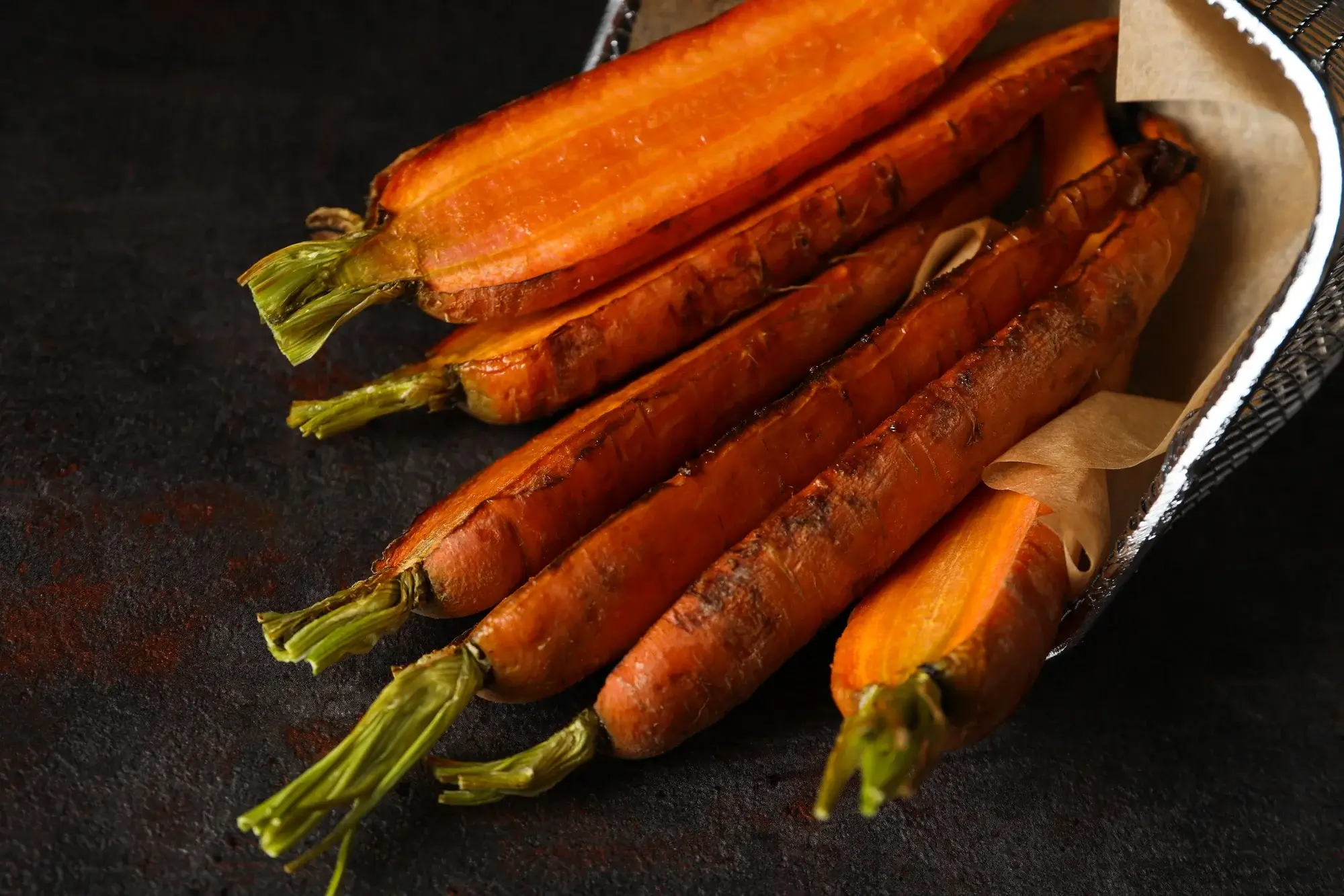 Crispy air-fried carrots, golden brown and perfectly roasted.
