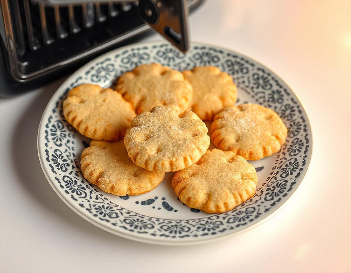 Soft and crispy cookies baked in air fryer, ready to be enjoyed.
