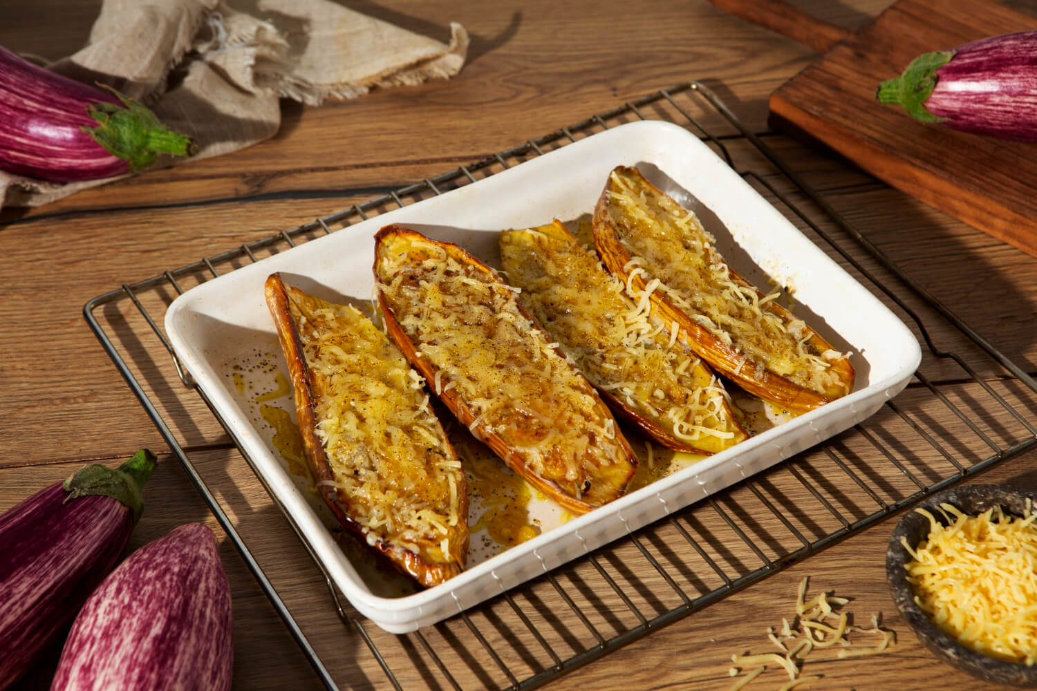 Crispy eggplant in air fryer, golden brown and perfectly roasted.