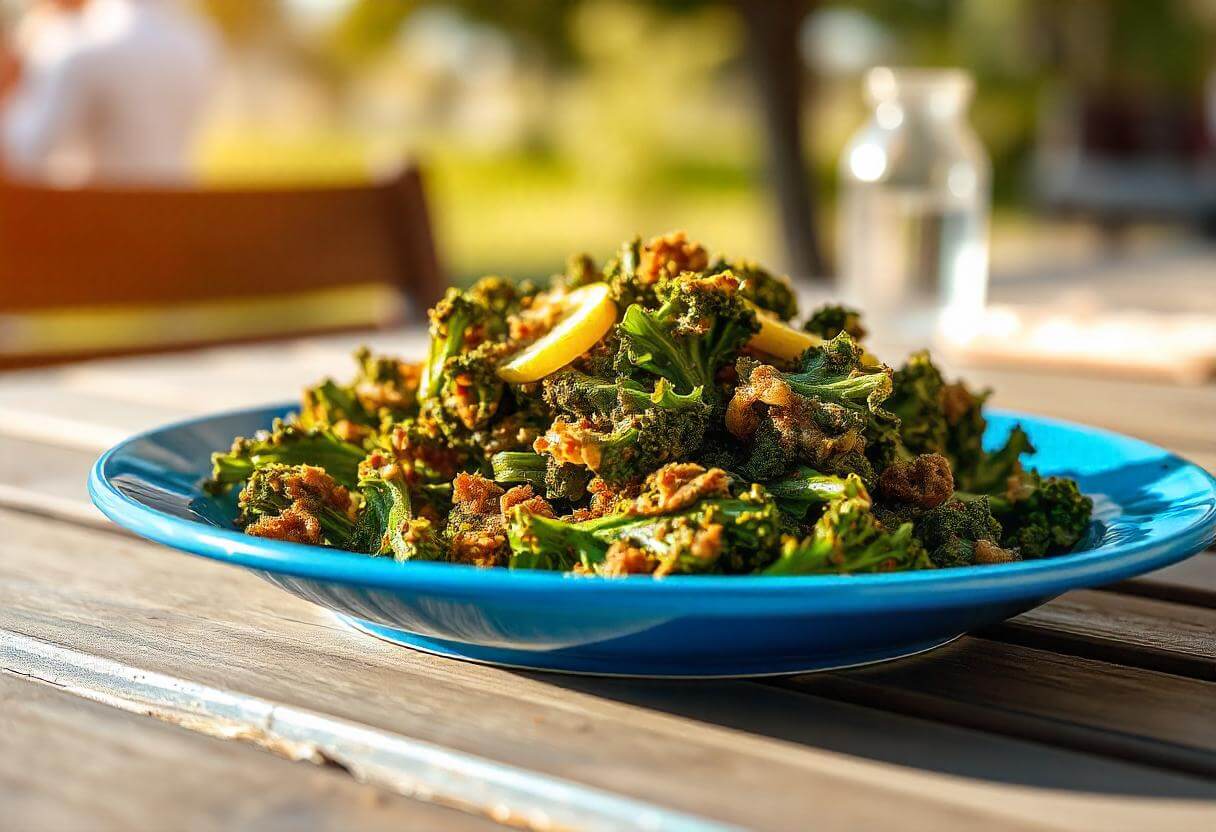 Kale in air fryer, crispy and seasoned, ready to eat