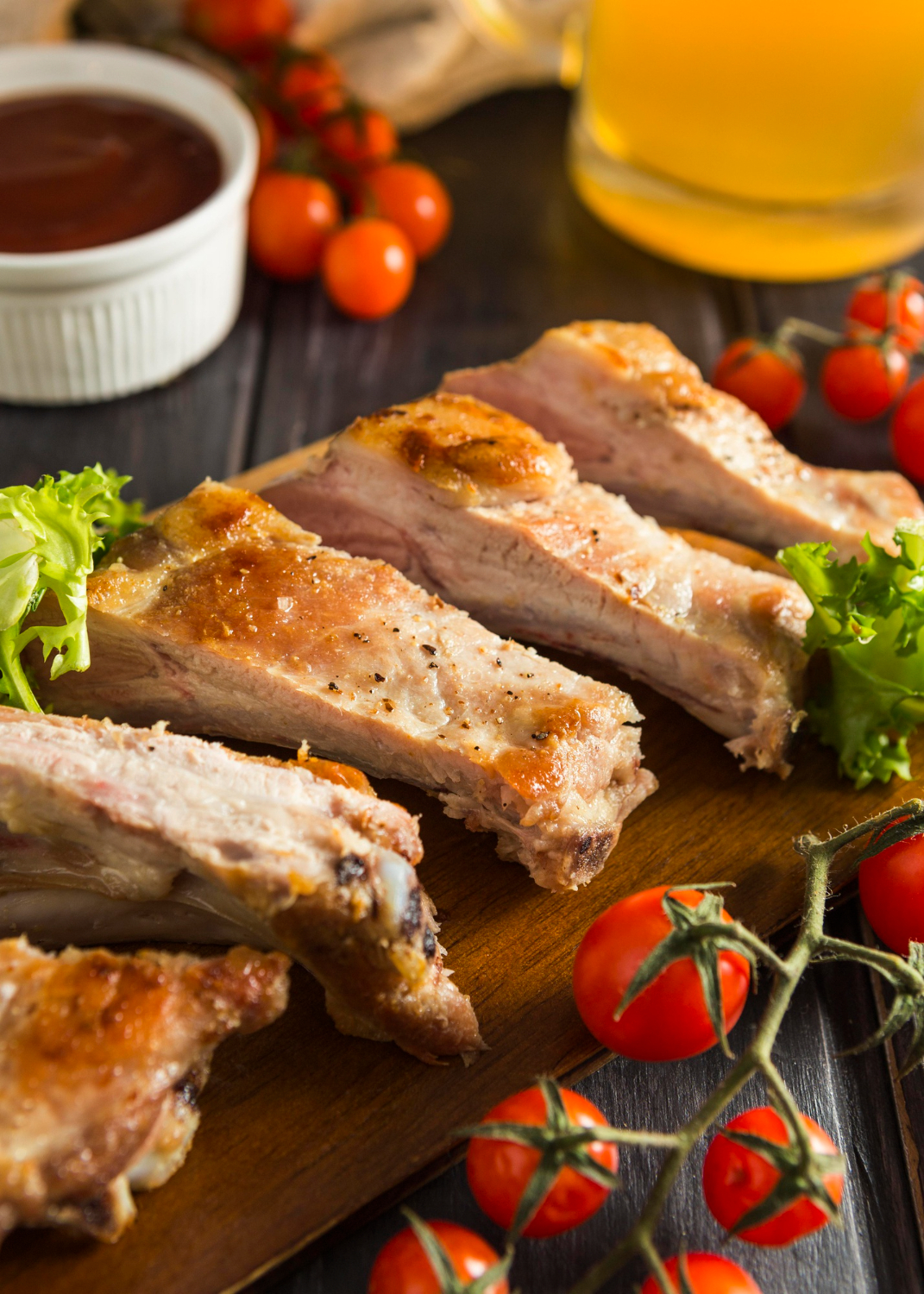 Juicy pork chops in air fryer with a golden crust.