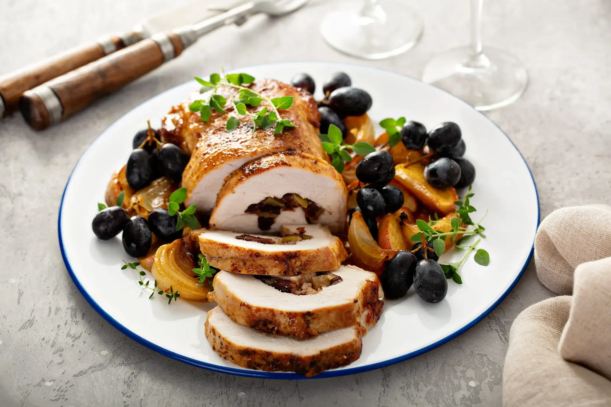 Pork loin in air fryer, perfectly cooked with a golden crust.