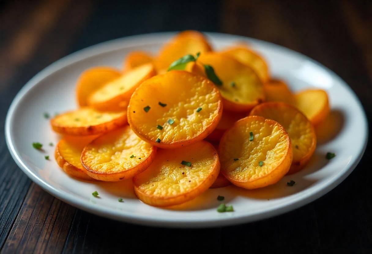 Crispy potato slices in air fryer