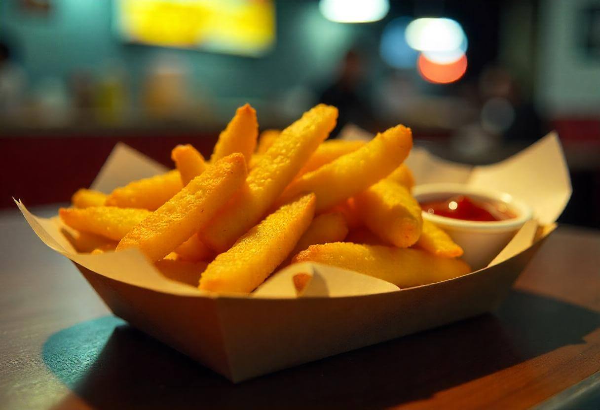 Crispy potato wedges in air fryer served on a plate.