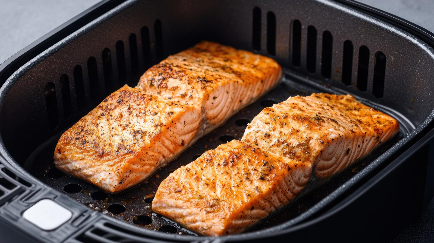 Salmon fillet in air fryer cooked to perfection