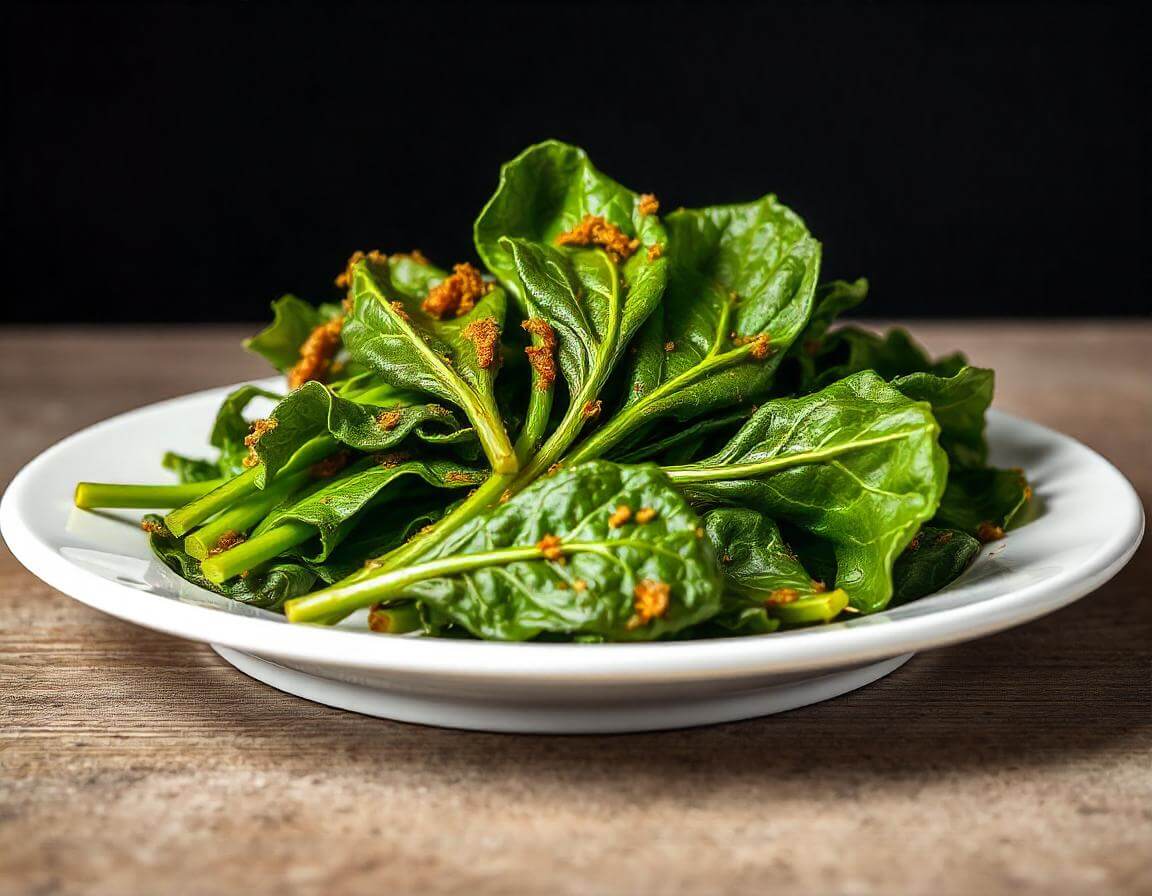 Crispy spinach in air fryer basket