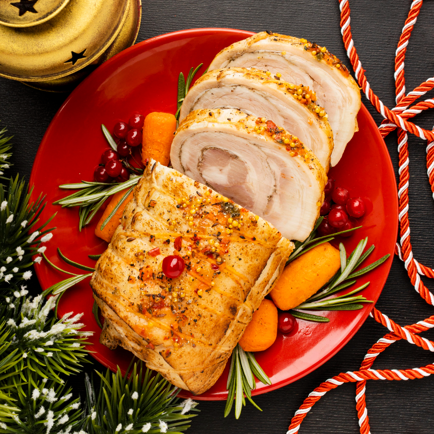 Turkey fillet in air fryer, golden and crispy on a plate.