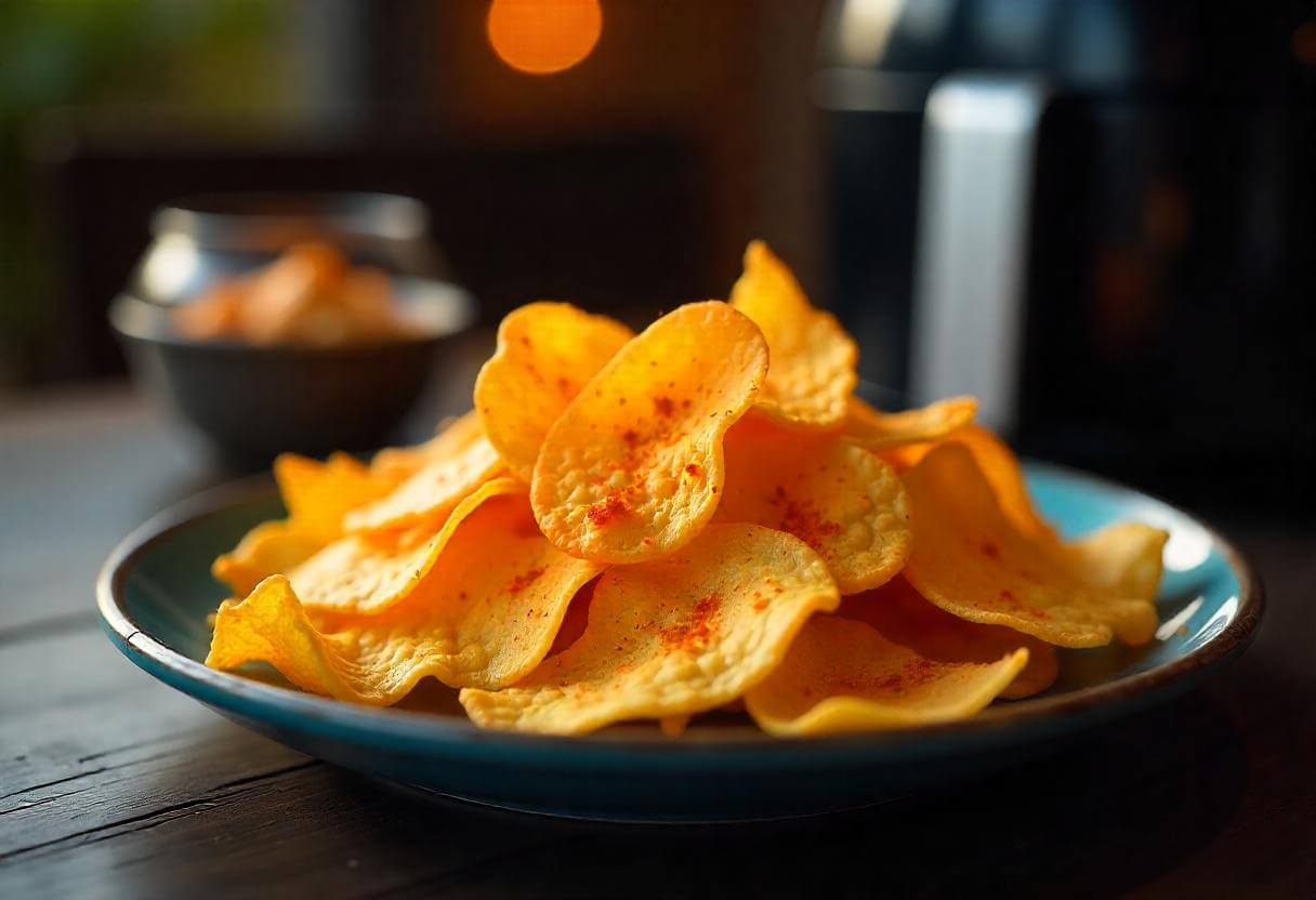 Crispy potato chips made in an air fryer